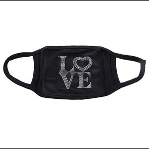 LOVE rhinestone washable fashion mask